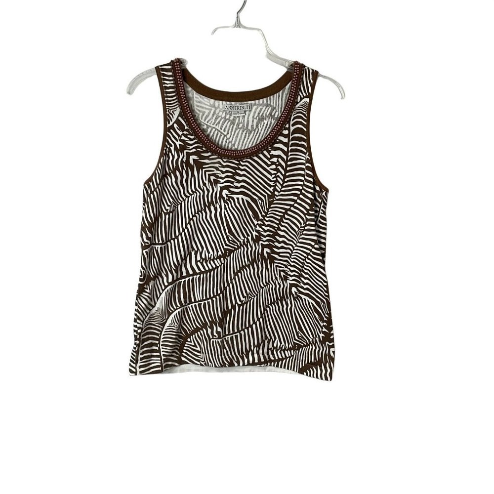 Ann Trinity Womens Brown Scoop Neck Sleeveless Pullover Tank Top Size Medium